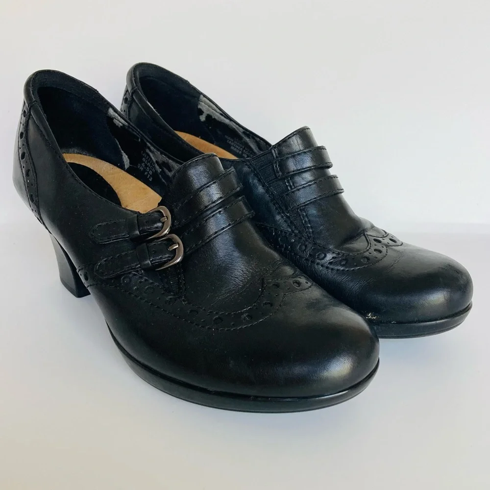 2 Pairs Earth Brand Latitude Black Leather Loafer Heels 6.5